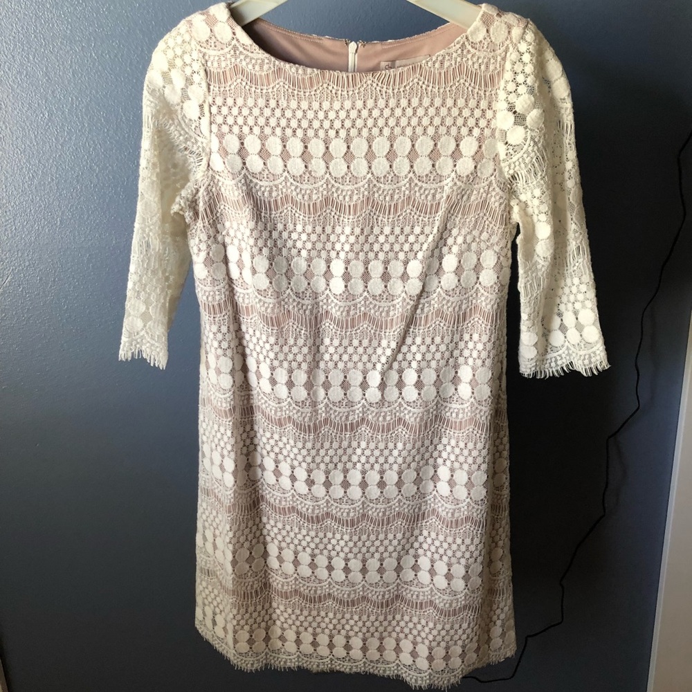 Off white lace dress.